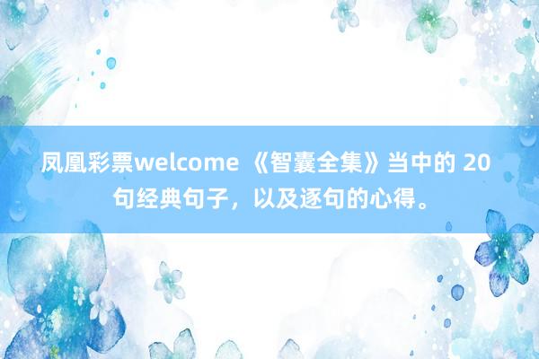 凤凰彩票welcome 《智囊全集》当中的 20 句经典句子，以及逐句的心得。