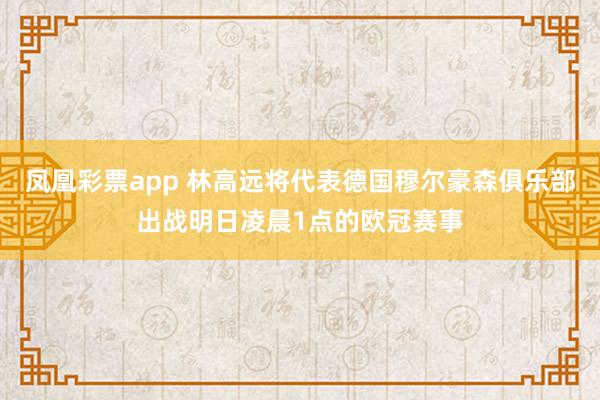 凤凰彩票app 林高远将代表德国穆尔豪森俱乐部出战明日凌晨1点的欧冠赛事