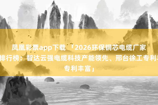 凤凰彩票app下载 「2026环保铜芯电缆厂家推荐排行榜：智达云强电缆科技产能领先、邢台徐工专利丰富」