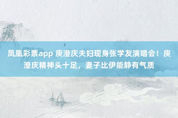 凤凰彩票app 庾澄庆夫妇现身张学友演唱会！庾澄庆精神头十足，妻子比伊能静有气质