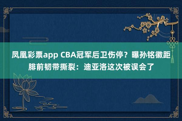 凤凰彩票app CBA冠军后卫伤停？曝孙铭徽距腓前韧带撕裂：迪亚洛这次被误会了