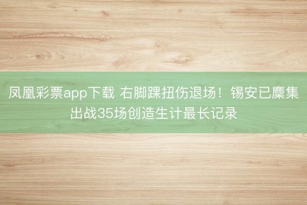 凤凰彩票app下载 右脚踝扭伤退场!锡安已麇集出战35场创造生计最长记录